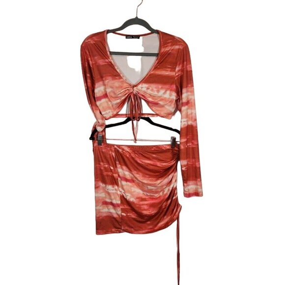 Shein Tie Dye Knot Front Top With Drawstring Bodycon Skirt - Size XL - Picture 4 of 15